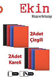 Defter 4'lü Spiralli Plastik Kapak A4 Ebat 72 Yaprak 1.Hamur Defter